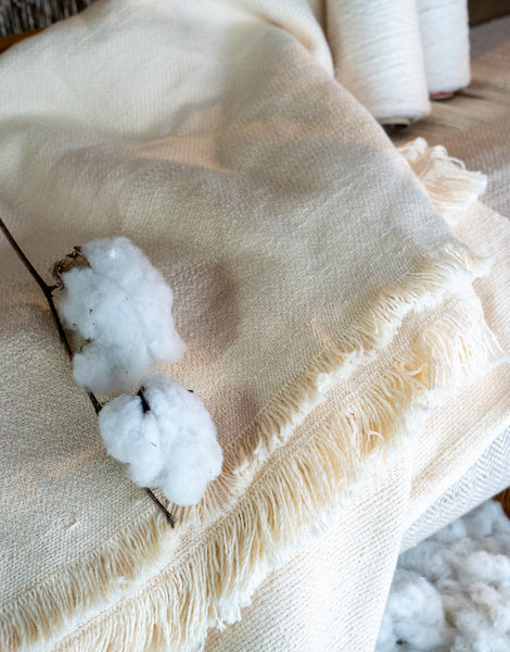 ガラ紡_ブランケット 生成り